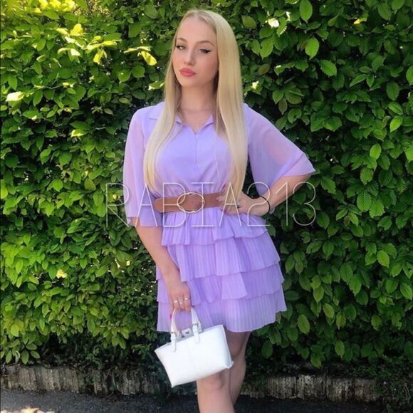 ZARA PLEATED DRESS WITH BELT - Picture 3 of 11